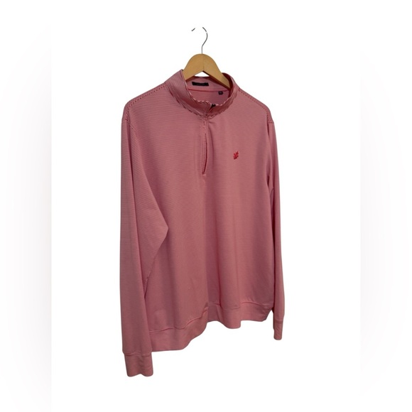 Turtleson Men's XL Pink Striped Quarter-Zip Golf Sweater - Picture 1 of 5